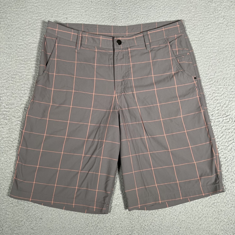 Lululemon Shorts Mens 34 Gray Plaid 5 Pocket Golf‎ Tech Chino Casual Preppy Logo